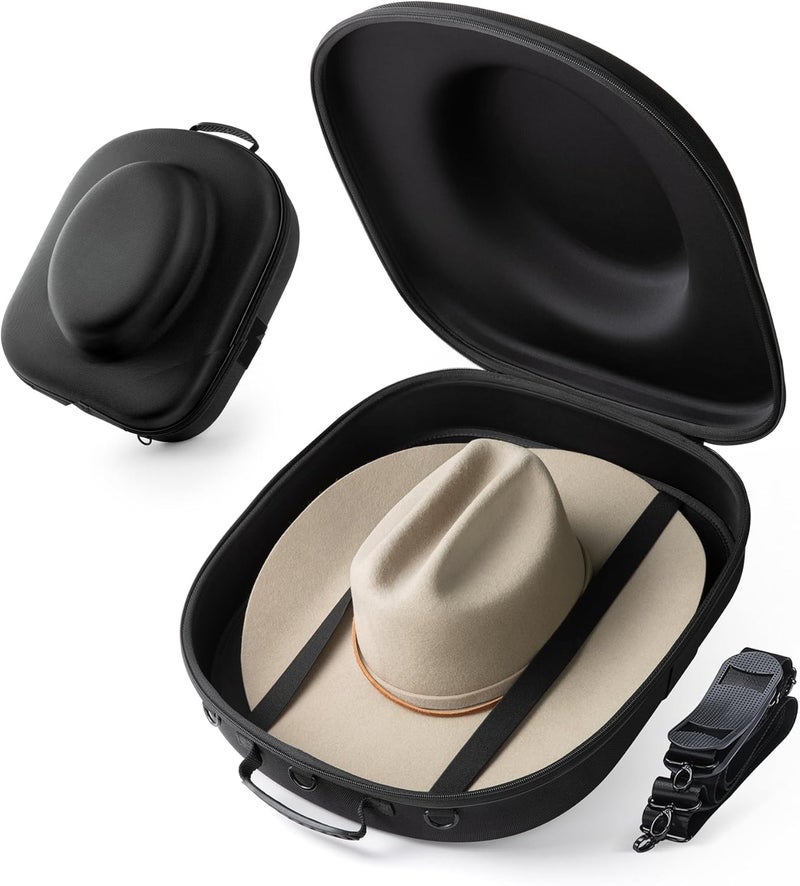 Ozueccr Cowboy Hat Travel Case – Crushproof Carrier for Cowboy, Panama & Tweed Hats with Carrying Handle, Shoulder and Luggage Strap, For Travel and At-Home Storage (Large) - Image 1